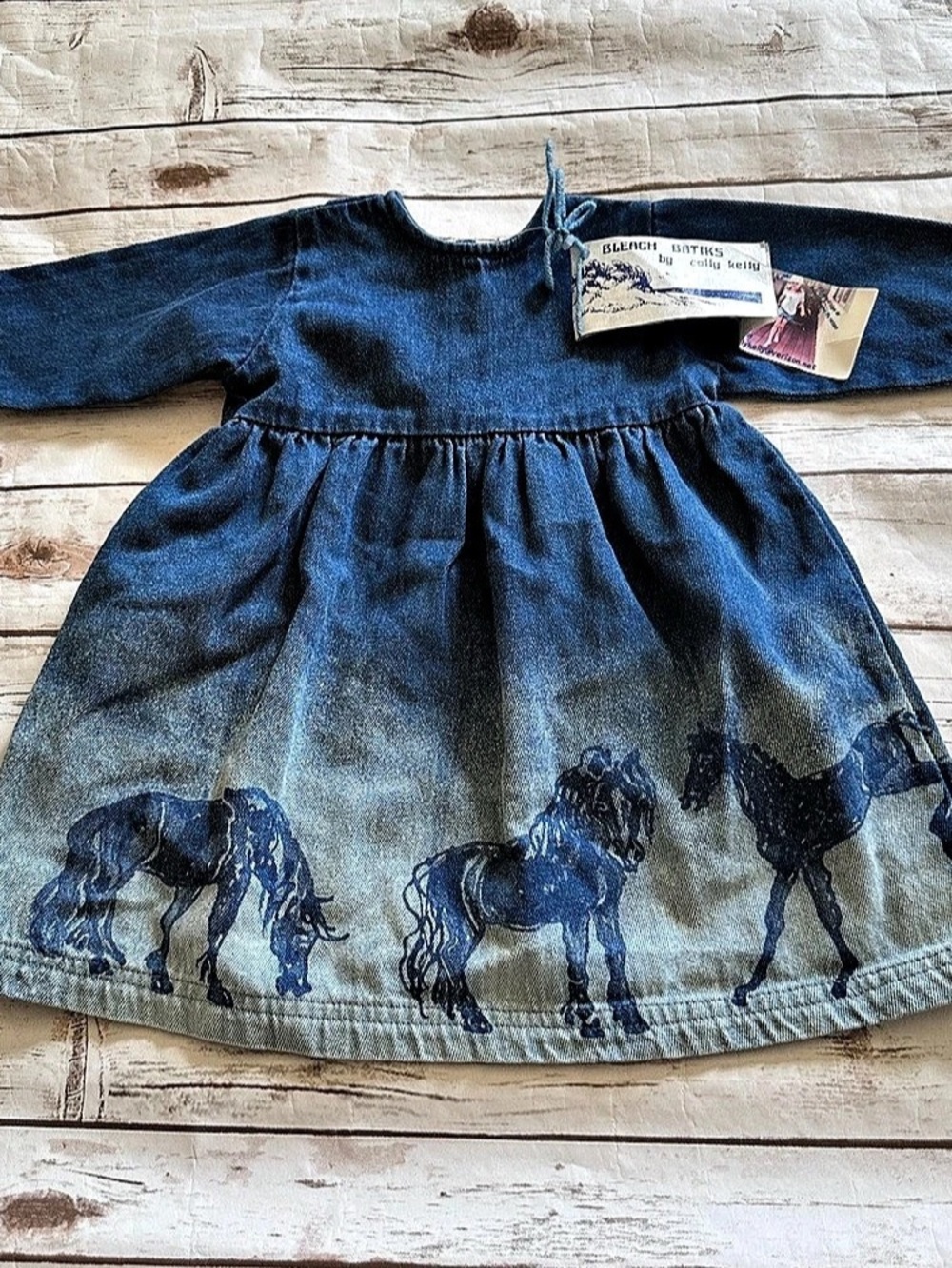 Bleach Batiks denim Horse Print Dress NWT